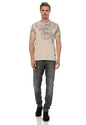 Rusty Neal T-Shirt mit Print Khaki/Beige/Braun