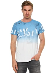 Rusty Neal T-Shirt mit Übergang Braun/Hellblau/Blau