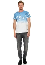 Rusty Neal T-Shirt mit Übergang Braun/Hellblau/Blau