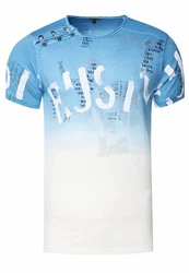 Rusty Neal T-Shirt mit Übergang Braun/Hellblau/Blau