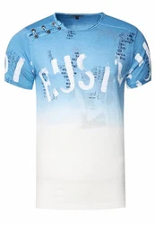 Rusty Neal T-Shirt mit Übergang Braun/Hellblau/Blau