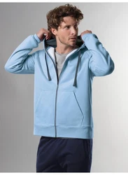Trigema Sweatjacke mit Kapuze Blau/Hellblau/Grau