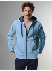 Trigema Sweatjacke mit Kapuze Blau/Hellblau/Grau