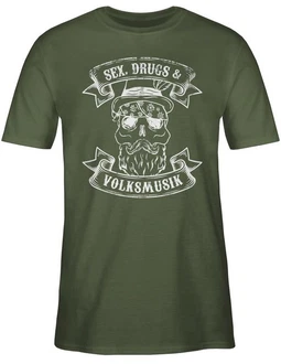 Shirtracer T-Shirt Sex Drugs Volksmusik Totenkopf Mode für Oktoberfest Herren