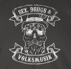 Shirtracer T-Shirt Sex Drugs Volksmusik Totenkopf Mode für Oktoberfest Herren Dunkelgrau/Grau/Schwarz/Dunkelgrün/Lila
