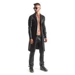 Lederimitatmantel Herren Mantel Sergio schwarz Wetlook XXL (1-tlg)