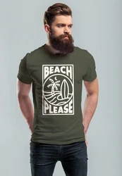 Neverless Print-Shirt Herren T-Shirt Beach Please Surfing Dunkelgrün/Grün/Khaki