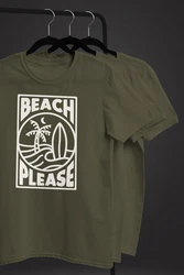 Neverless Print-Shirt Herren T-Shirt Beach Please Surfing Dunkelgrün/Grün/Khaki