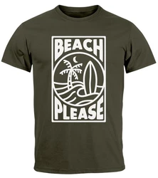 Neverless Print-Shirt Herren T-Shirt Beach Please Surfing Dunkelgrün/Grün/Khaki