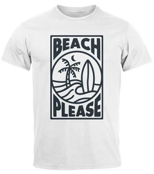 Neverless Print-Shirt Herren T-Shirt Beach Please Surfing Hellblau/Weiß/Grau/Schwarz