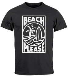 Neverless Print-Shirt Herren T-Shirt Beach Please Surfing Schwarz/Hellblau/Weiß