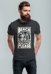 Neverless Print-Shirt Herren T-Shirt Beach Please Surfing Schwarz/Hellblau/Weiß
