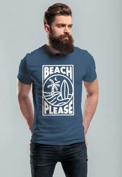 Neverless Print-Shirt Herren T-Shirt Beach Please Surfing Hellblau/Blau