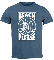 Neverless Print-Shirt Herren T-Shirt Beach Please Surfing Hellblau/Blau