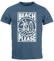 Neverless Print-Shirt Herren T-Shirt Beach Please Surfing Hellblau/Blau