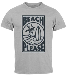 Neverless Print-Shirt Herren T-Shirt Beach Please Surfing Hellblau/Grau/Weiß