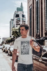 Neverless Print-Shirt Herren T-Shirt Beach Please Surfing Hellblau/Grau/Weiß