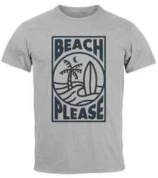 Neverless Print-Shirt Herren T-Shirt Beach Please Surfing Hellblau/Grau/Weiß