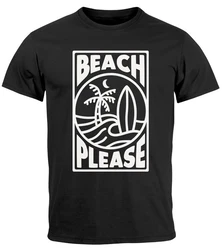Neverless Print-Shirt Herren T-Shirt Beach Please Surfing Schwarz/Hellblau/Weiß