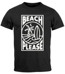 Neverless Print-Shirt Herren T-Shirt Beach Please Surfing Schwarz/Hellblau/Weiß