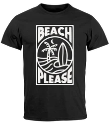 Neverless Print-Shirt Herren T-Shirt Beach Please Surfing Schwarz/Hellblau/Weiß