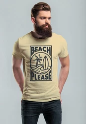 Neverless Print-Shirt Herren T-Shirt Beach Please Surfing Khaki/Gelb/Beige/Hellblau/Orange