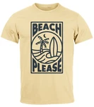 Neverless Print-Shirt Herren T-Shirt Beach Please Surfing Khaki/Gelb/Beige/Hellblau/Orange