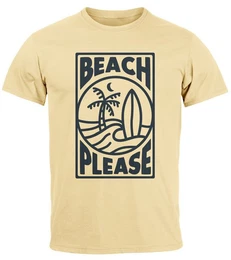 Print-Shirt Herren T-Shirt Beach Please Surfing Surfboard Wave Welle Sommer Print mit Print