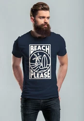 Neverless Print-Shirt Herren T-Shirt Beach Please Surfing Hellblau/Blau/Dunkelblau