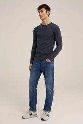 WE Fashion Longsleeve Dunkelblau/Blau