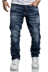 Amaci&Sons Straight Jeans WICHITA Dunkelblau/Blau