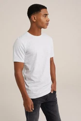WE Fashion T-Shirt Grau/Khaki/Weiß