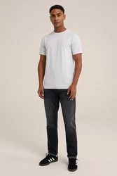 WE Fashion T-Shirt Grau/Khaki/Weiß