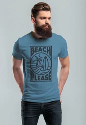 Neverless Print-Shirt Herren T-Shirt Beach Please Surfing Hellblau/Blau