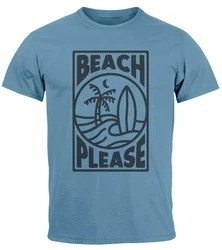 Neverless Print-Shirt Herren T-Shirt Beach Please Surfing Hellblau/Blau