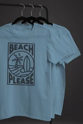 Neverless Print-Shirt Herren T-Shirt Beach Please Surfing Hellblau/Blau
