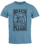 Neverless Print-Shirt Herren T-Shirt Beach Please Surfing Hellblau/Blau Neverless Print-Shirt Herren T-Shirt Beach Please Surfing Hellblau/Blau