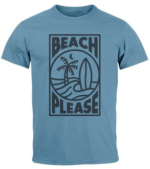 Neverless Print-Shirt Herren T-Shirt Beach Please Surfing Hellblau/Blau