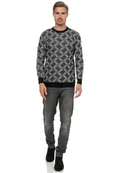 Rusty Neal Strickpullover Grau/Creme/Schwarz/Dunkelgrau