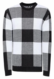Strickpullover mit karierter Musterung