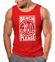 Tanktop Herren Tank-Top Beach Please Surfing Surfboard Wave Welle Sommer mit Print