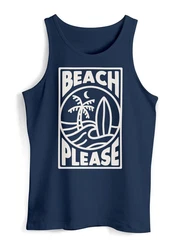 Neverless Tanktop Herren Beach Please Surfing Surfboard Wave Sommer Dunkelblau/Hellblau/Blau