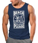 Neverless Tanktop Herren Beach Please Surfing Surfboard Wave Sommer Dunkelblau/Hellblau/Blau