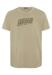 Chiemsee Print-Shirt T-Shirt im Label-Look Khaki/Dunkelgrün/Braun/Beige