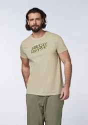Chiemsee Print-Shirt T-Shirt im Label-Look Khaki/Dunkelgrün/Braun/Beige
