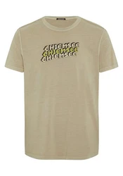 Chiemsee Print-Shirt T-Shirt im Label-Look Khaki/Dunkelgrün/Braun/Beige