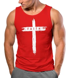 Neverless Tanktop Herren Trend-Motiv Cross Faith Rot/Lila