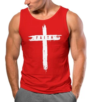 Neverless Tanktop Herren Trend-Motiv Cross Faith Rot/Lila Neverless Tanktop Herren Trend-Motiv Cross Faith Rot/Lila