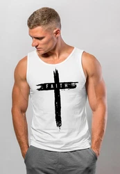 Neverless Tanktop Herren Trend-Motiv Cross Faith Weiß/Schwarz/Dunkelblau