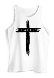 Neverless Tanktop Herren Trend-Motiv Cross Faith Weiß/Schwarz/Dunkelblau